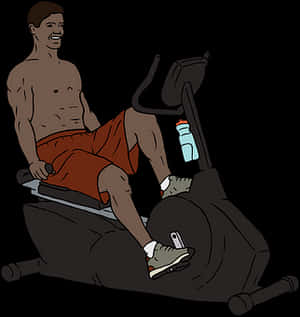 Man Exercisingon Stationary Bike PNG image with transparent background