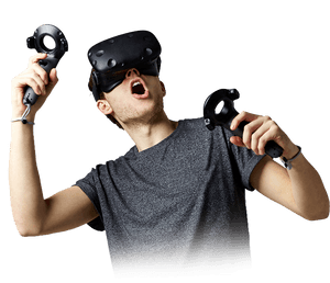 Virtual Reality Headset Htc Vive Oculus Rift Playstation - Guy With Vr Headset, HD Png Download PNG