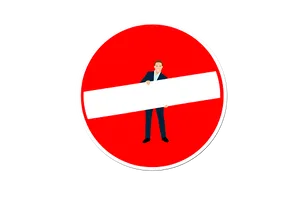 Man Holding Blank Sign No Entry Symbol PNG Image