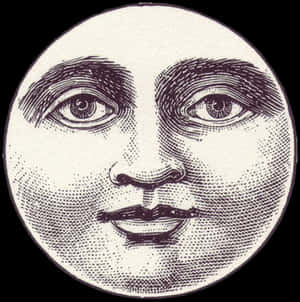 Man In The Moon Vintage Illustration PNG image with transparent background
