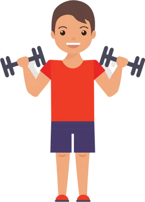 Man Lifting Dumbbells Cartoon PNG Image