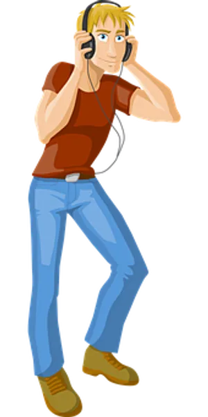 Man Listeningto Music PNG Image