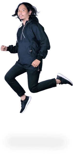 Man Midair Jump Action Pose PNG Image