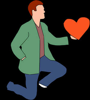 Man Offering Heart Illustration PNG image with transparent background