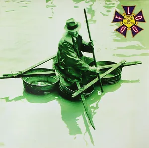 Man Paddling Coracles Flood PNG Image