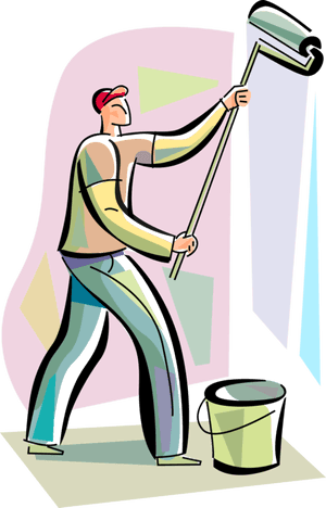 Man Painting Wall Vector Illustration PNG with transparent background