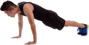 Man Performing Push Up Exercise PNG Image
