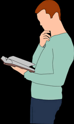 Man Reading Book Illustration PNG with transparent background