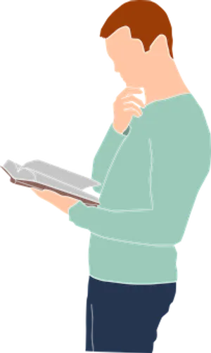 Man Reading Book Vector PNG Image