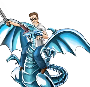 Man Riding Dragon Tattoo Design PNG Image