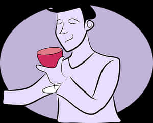 Man Savoring Wine Cartoon PNG image with transparent background