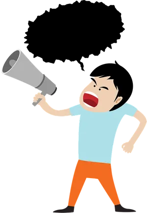 Man Shouting Through Megaphone PNG Image