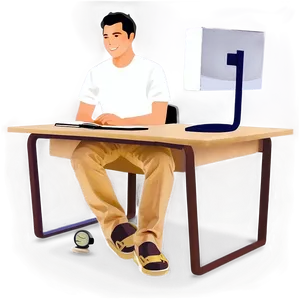 Man Sitting At Desk Png Afn PNG Image