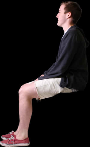 Man Sitting Invisible Chair PNG image with transparent background