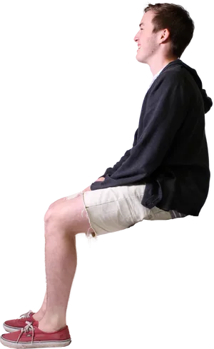 Man Sitting Invisible Chair PNG Image