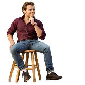 Man Sitting On Stool Png Cem85 PNG Image