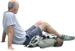 Man Sitting Outdoors Casual Attire PNG Image