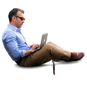 Man Sitting With Laptop Png Mpg53 PNG Image