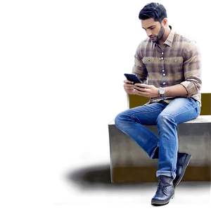 Man Sitting With Phone Png Jnm73 PNG Image