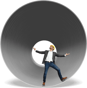 Man In Pipe - Worlds Largest Pvc Pipe, HD Png Download PNG