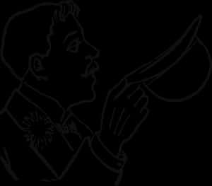 Man Tipping Hat Silhouette PNG image with transparent background