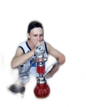 Man Using Hookahat Night PNG Image