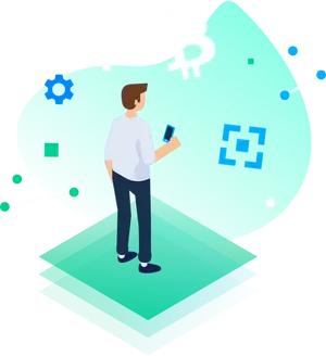 Man Using Smartphone Bitcoin Concept PNG Image