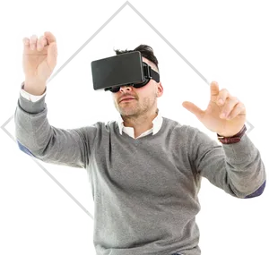 Man Using V R Headset PNG Image