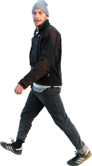 Man Walking Black Background PNG Image