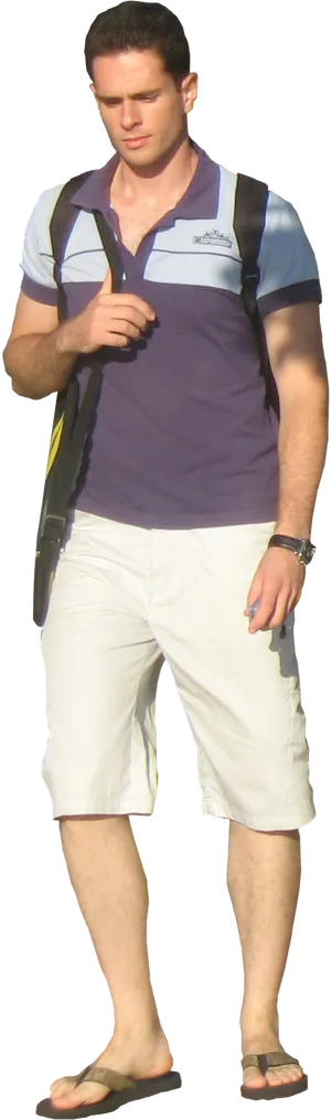 Man Walkingin Casual Clothes PNG Image