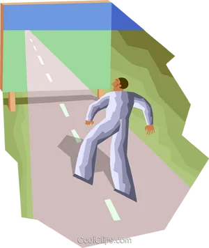 Man Walkingon Road Illustration PNG Image