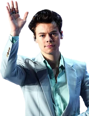 Man Wavingin Suit PNG Image