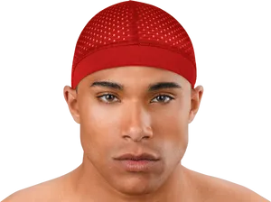 Man Wearing Red Durag PNG Image