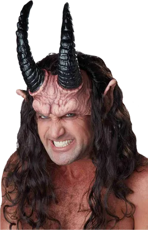 Man_with_ Devil_ Horns_ Costume PNG Image