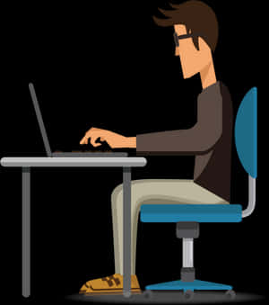 Man Workingon Laptop Vector PNG with transparent background