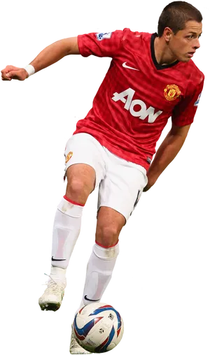 Manchester United Player Dribbling PNG Image