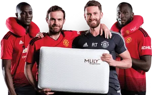 Manchester United Players Promoting Product PNG Image