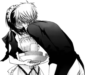 Manga Maid Cafe Embrace PNG Image