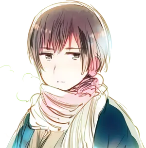 Manga Style Portraitwith Scarf PNG Image