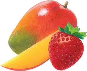 Mango_and_ Strawberry_ Illustration PNG Image