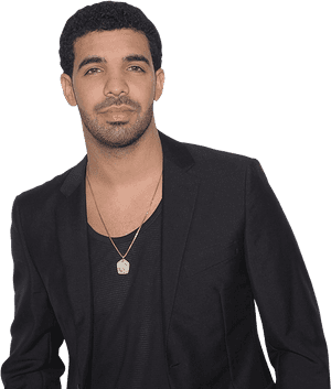 Manin Black Suitand Necklace PNG with transparent background