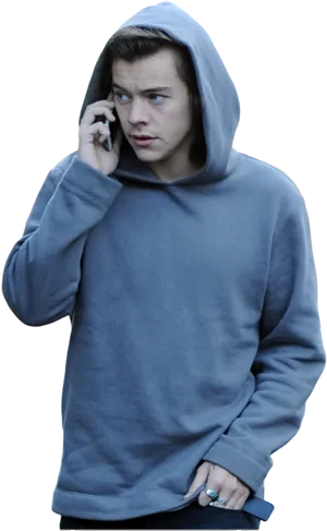 Manin Blue Hoodieon Phone PNG Image