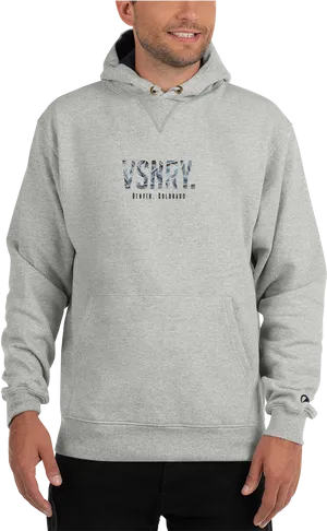 Manin Grey Hoodie Mockup PNG Image