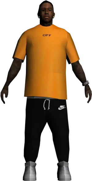 Manin Orange Shirtand Black Pants PNG Image