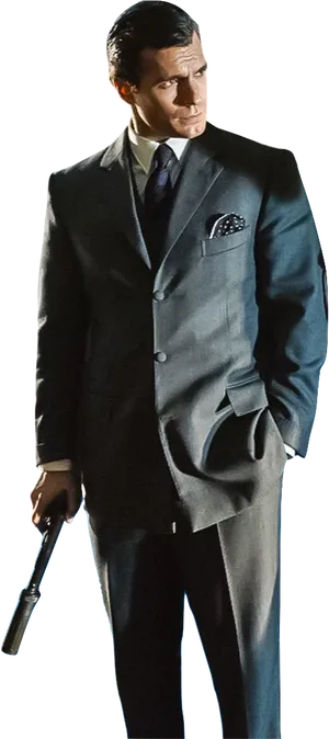 Manin Suitwith Gun PNG Image