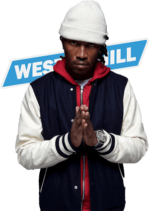 Manin White Beanieand Varsity Jacket PNG image with transparent background