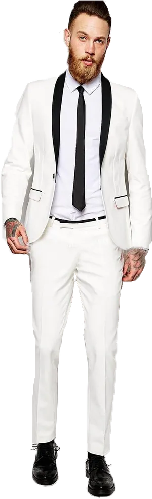 Manin White Tuxedowith Black Accents PNG Image