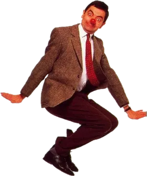 Manwith Clown Noseand Suit PNG Image