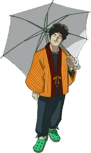 Manwith Umbrella Illustration PNG Image