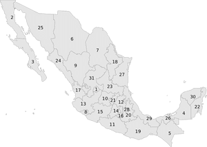 Map Of Mexico States Numbered, HD Png Download PNG image with transparent background
